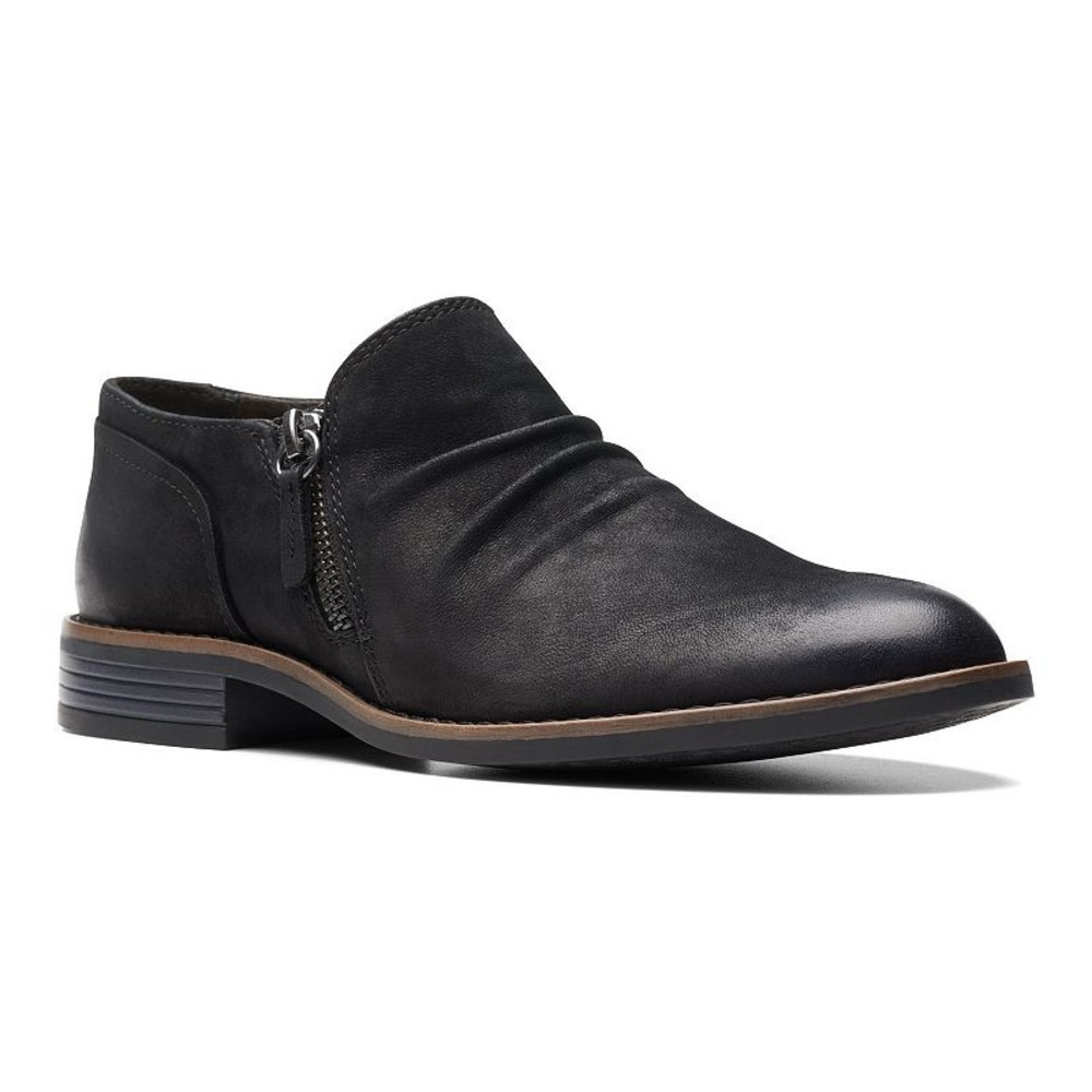 Clarks Women's Camzin Pace Ruched Zip Ankle Booties- Black-Size 11M - Picture 2 of 10